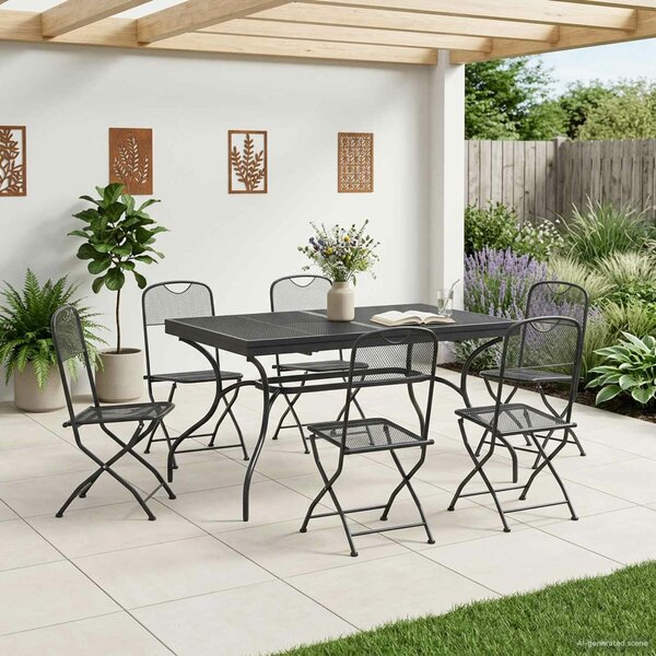 VidaXL Kert étkező szett 7 pcs Antracitszürke 212 x 90 x 76 cm