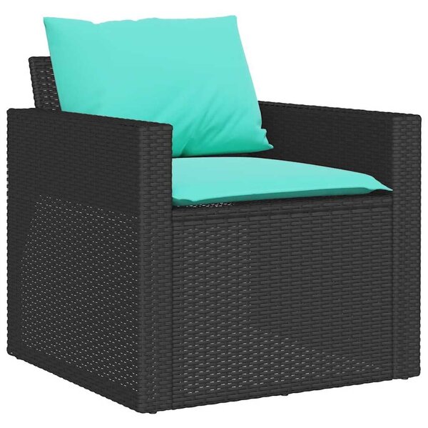 VidaXL 4 részes fekete polyrattan kerti ülőgarnitúra párnákkal