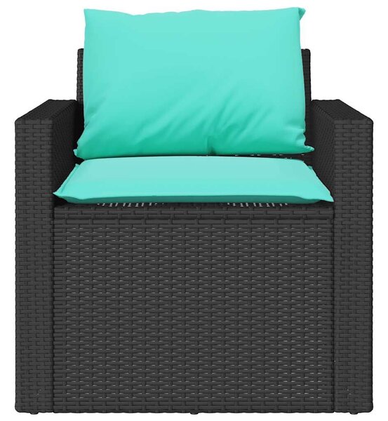 VidaXL 4 részes fekete polyrattan kerti ülőgarnitúra párnákkal