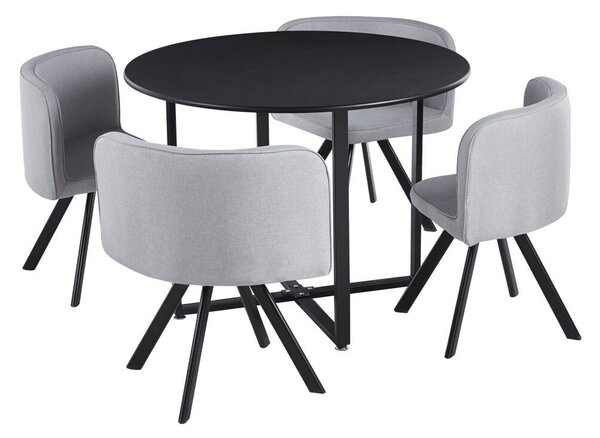 Étkező szett 1+4, fekete/világosszürke, BEVAN NEW