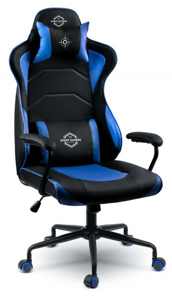Sofotel Yasuo Gamerszék, állítható ülésmagasság, két párnával, 123x64,5cm, 120kg - Fekete, Kék