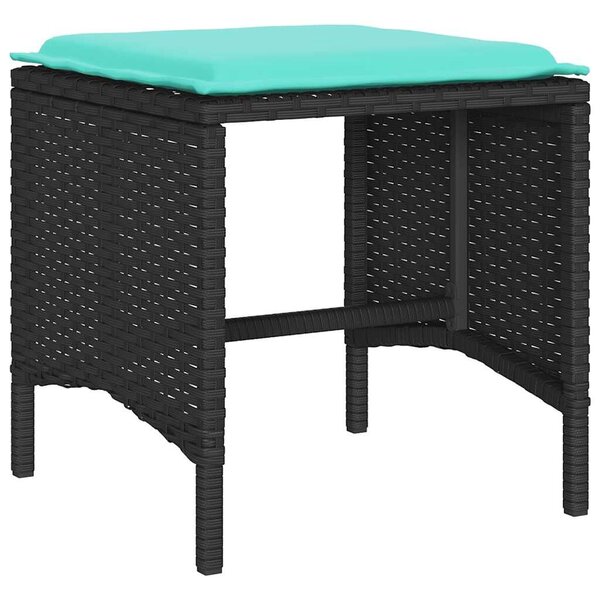 VidaXL 4 részes fekete polyrattan kerti ülőgarnitúra párnákkal
