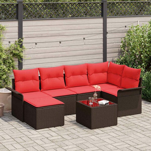 VidaXL Kerti Kanapé Szett párnával 7 pcs Barna polirattan