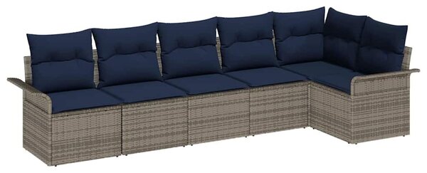 VidaXL Kerti Kanapé Szett párnával 6 pcs Szürke polirattan