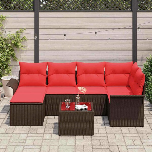 VidaXL Kerti Kanapé Szett párnával 7 pcs Barna polirattan