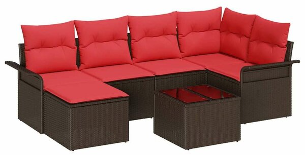 VidaXL Kerti Kanapé Szett párnával 7 pcs Barna polirattan