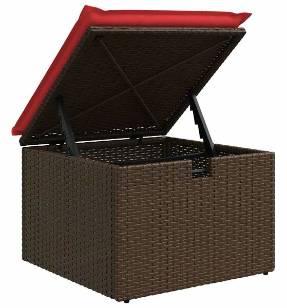 VidaXL Kanapé Szett párnával tárolóval 5 pcs Barna és Piros polirattan