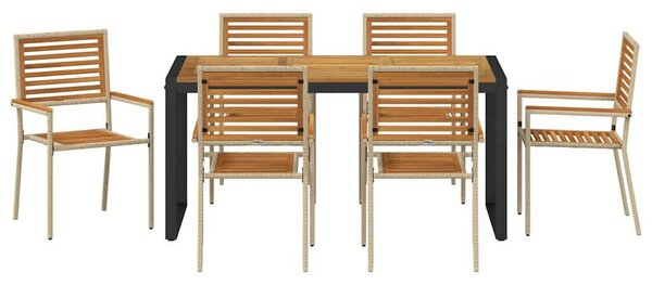 Kert étkező szett 7 pcs Beige és barna polirattan