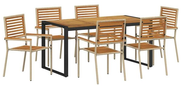 Kert étkező szett 7 pcs Beige és barna polirattan