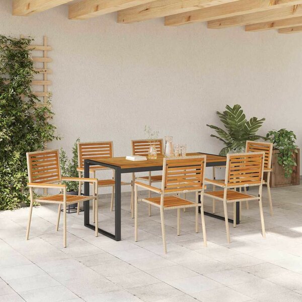 Kert étkező szett 7 pcs Beige és barna polirattan