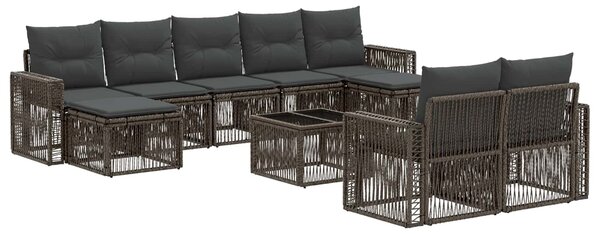 VidaXL Kerti Kanapé Szett 10 pcs Szürke és sötétszürke polirattan
