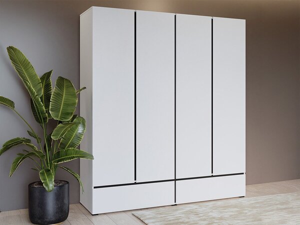 Gardróbszekrény Alfere 119, Laminált forgácslap, 210x180x60cm, Fehér, Fekete