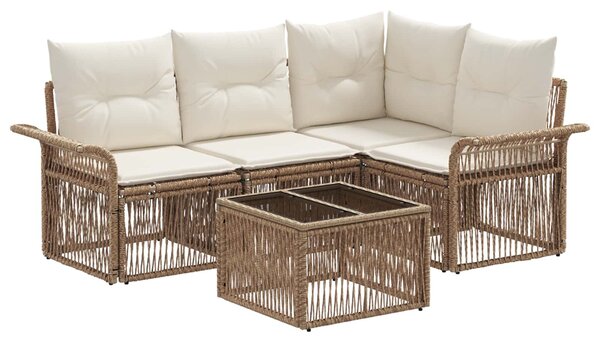 VidaXL Kerti Kanapé Szett 5 pcs Bézs polirattan