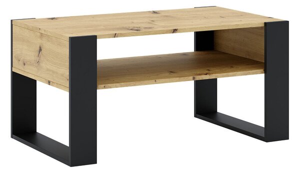 Dohányzóasztal, artisan tölgy/fekete, CARA 1