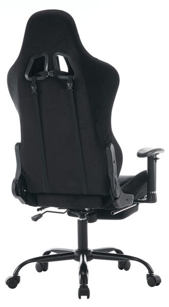Irodai/gamer szék, fekete Velvet szövet, teherbírás 150 kg, SALOP