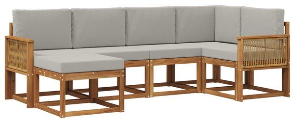 VidaXL Kültéri kanapé szett 6 pcs Természetes és Világosszürke
