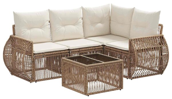 VidaXL Kerti Kanapé Szett 5 pcs Beige és Krémszínű polirattan