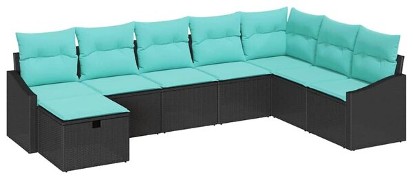 VidaXL Kerti Kanapé Szett párnával 8 pcs Fekete Poli rattan