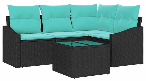 VidaXL Kanapé Szett párnával 5 pcs Fekete polirattan