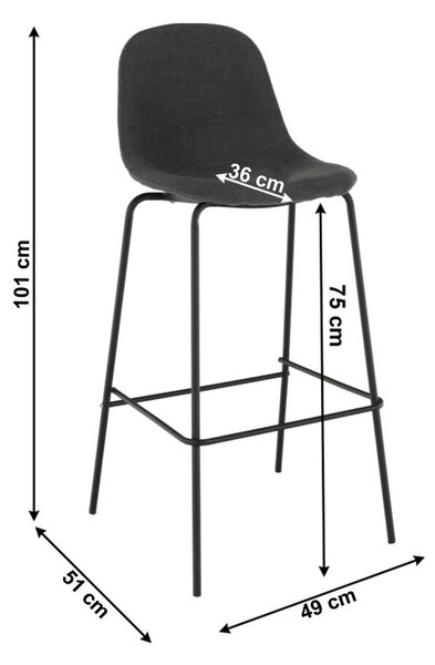 Bárszék, sötétszürke anyag/fém, MARIOLA 2 NEW