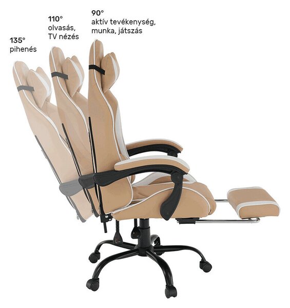 Irodai/gamer fotel, fekete/fehér/bézs, OZGE 2 NEW