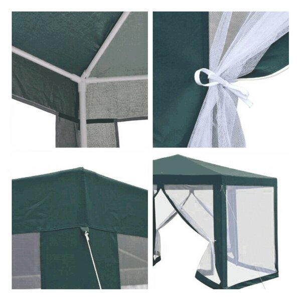 Kerti pavilon sátor, 3,9x2,5x3,9m, zöld/fehér, RINGE TYP 1+6 oldal