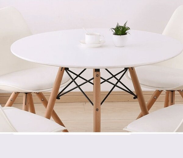 Étkezőasztal, fehér/bükk, átmérő 90 cm, GAMIN 2 NEW 90