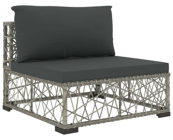 8-részes szürke polyrattan kerti bútorszett párnákkal