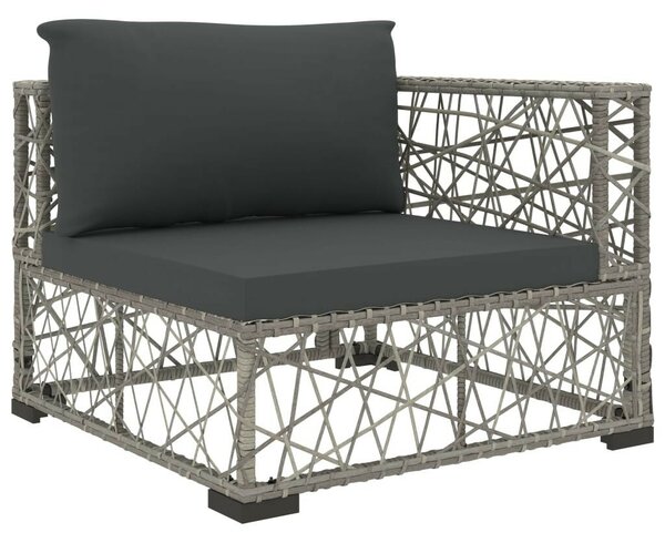 8-részes szürke polyrattan kerti bútorszett párnákkal