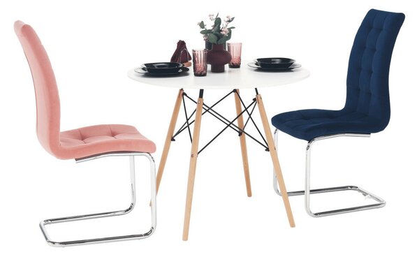 Étkezőasztal, fehér/bükk, átmérő 90 cm, GAMIN 2 NEW 90