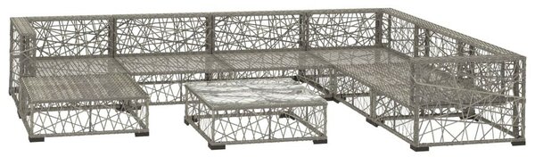8-részes szürke polyrattan kerti bútorszett párnákkal