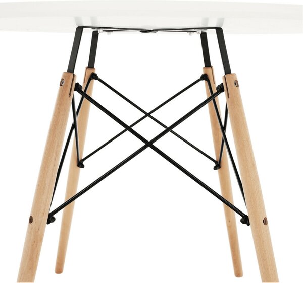 Étkezőasztal, fehér/bükk, átmérő 90 cm, GAMIN 2 NEW 90