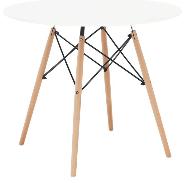 Étkezőasztal, fehér/bükk, átmérő 90 cm, GAMIN 2 NEW 90