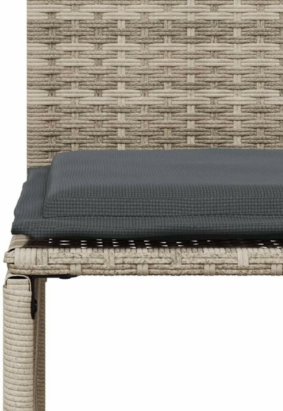 7 részes világosszürke polyrattan kerti étkezőszett párnával