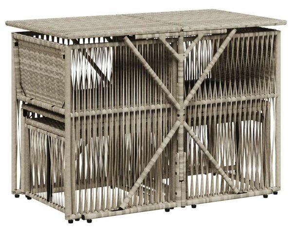 7 részes világosszürke polyrattan kerti étkezőszett párnával