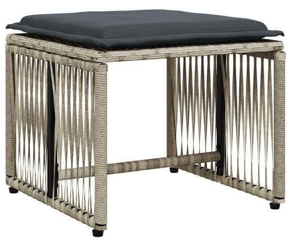 7 részes világosszürke polyrattan kerti étkezőszett párnával