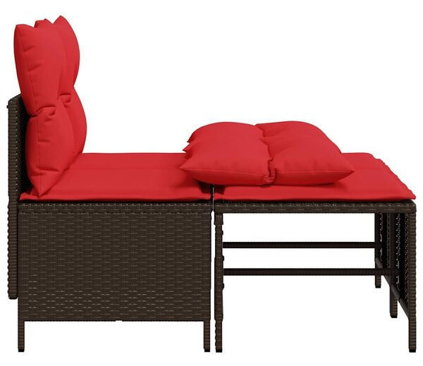 VidaXL 4 db barna polyrattan kerti kanapégarnitúra párnákkal