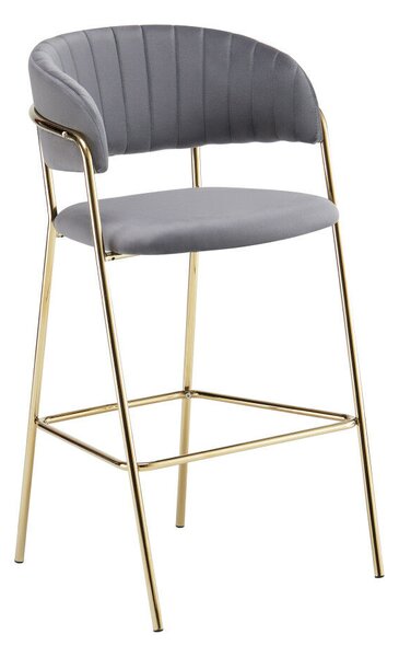 Design bárszék, szürkésbarna Velvet szövet/gold króm arany, DASMIN TYP 2