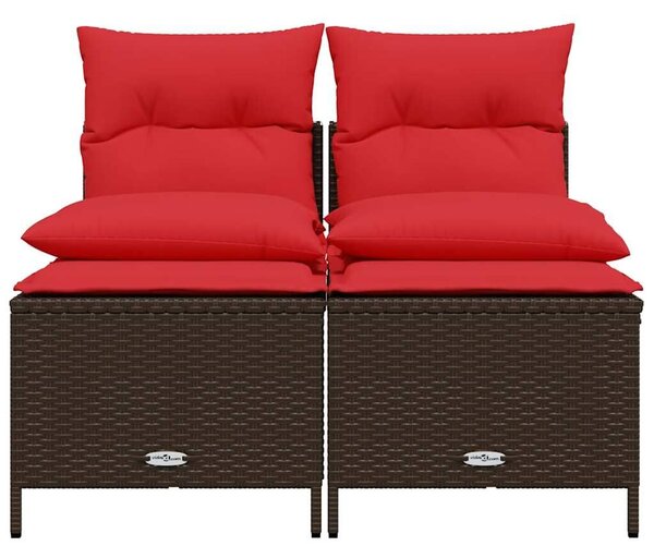 VidaXL 4 db barna polyrattan kerti kanapégarnitúra párnákkal
