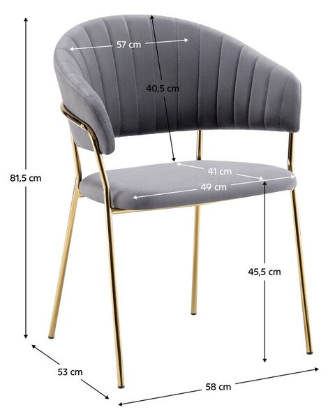 Design étkezőszék, szürkésbarna Velvet szövet/gold króm arany, DASMIN TYP 1