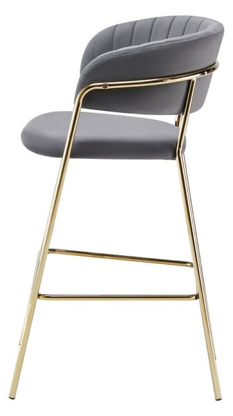 Design bárszék, szürkésbarna Velvet szövet/gold króm arany, DASMIN TYP 2