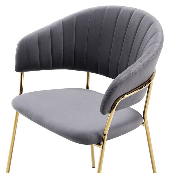 Design étkezőszék, szürkésbarna Velvet szövet/gold króm arany, DASMIN TYP 1