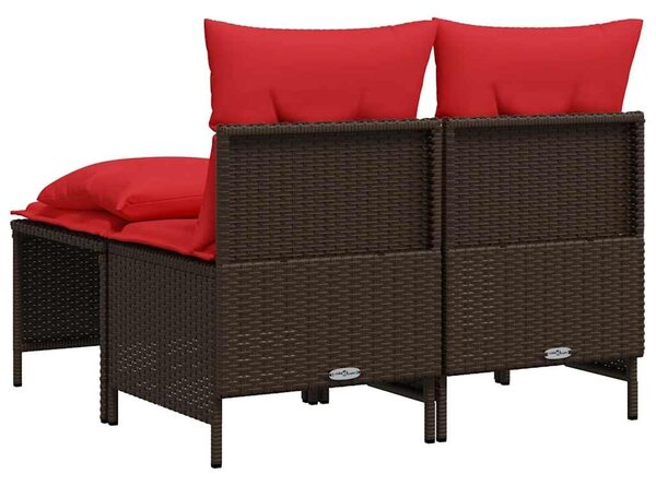 VidaXL 4 db barna polyrattan kerti kanapégarnitúra párnákkal