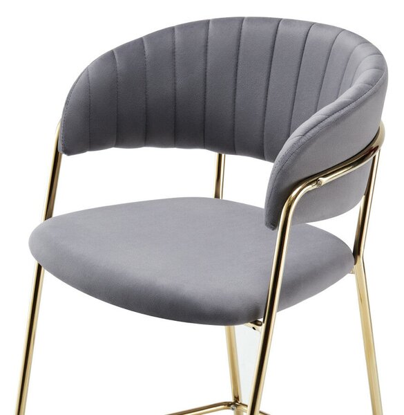 Design bárszék, szürkésbarna Velvet szövet/gold króm arany, DASMIN TYP 2