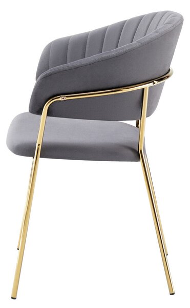 Design étkezőszék, szürkésbarna Velvet szövet/gold króm arany, DASMIN TYP 1