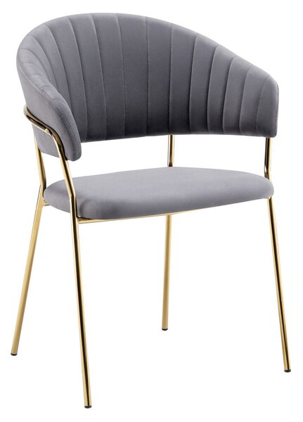 Design étkezőszék, szürkésbarna Velvet szövet/gold króm arany, DASMIN TYP 1