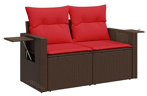 VidaXL 10 db barna polyrattan kerti kanapégarnitúra párnákkal