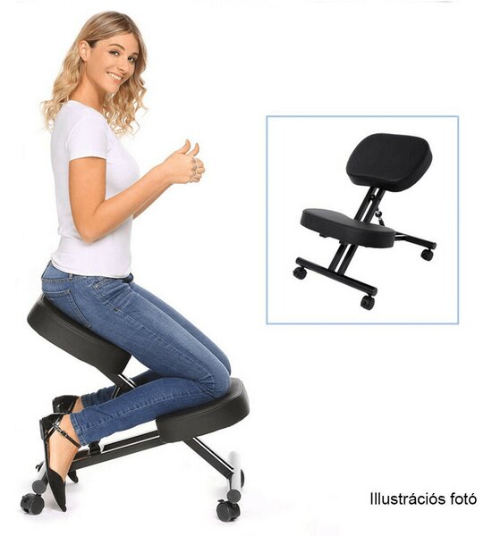 Ergonomikus térdelőszék, szürkésbarna Taupe/bükkfa, FLONET