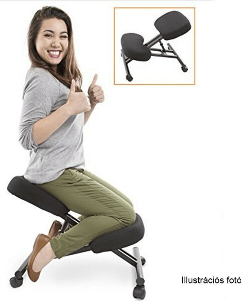 Ergonomikus térdelőszék, szürkésbarna Taupe/bükkfa, FLONET