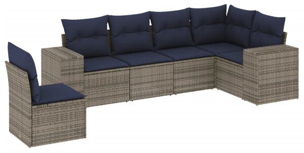 VidaXL 6 db szürke polyrattan kerti kanapégarnitúra párnákkal